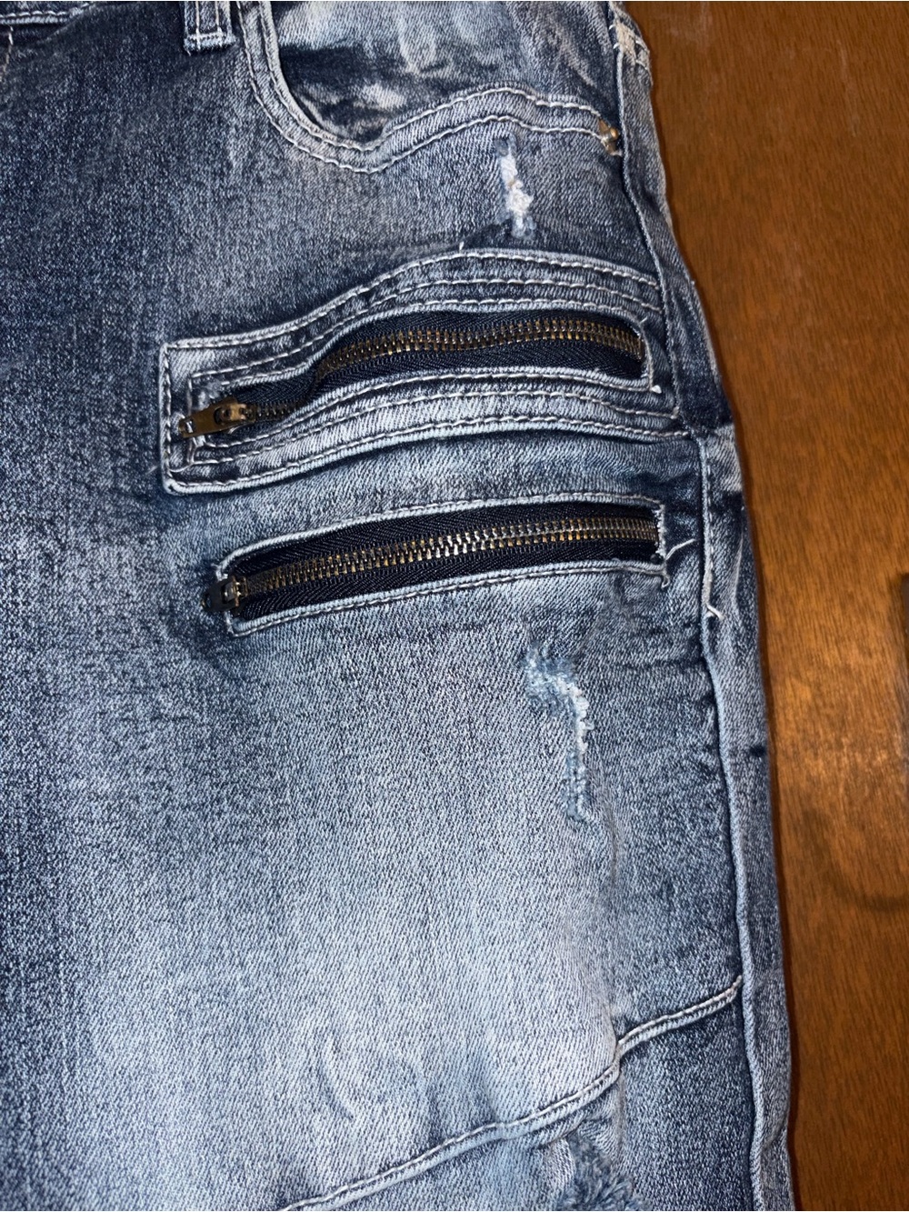 South Pole Men's Blue Distressed Moto Skinny Jeans - Picture 2 of 5